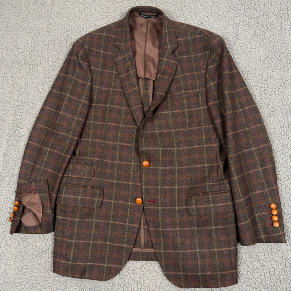 Coppley Holland & Sherry Wool Cashmere Plaid Windowpane Sport Coat Blazer Men 40